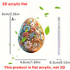 Easter Rabbit Keychain Acrylic Printed Garden Design 2pcs 6cm 5