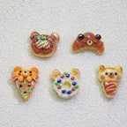Plating Irregular Bear Bread Resin Beads Glossy Colorful 10pcs 2