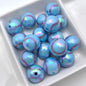 Plating Round Acrylic Beads 16mm UV Tennis Design 100pcs 11