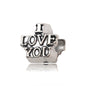 Heart Metal Beads Large Hole Antique Silver Tone 50pcs 7
