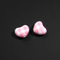 Plaid and Splashed Ink Pattern Heart Acrylic Beads 18mm 20pcs 9