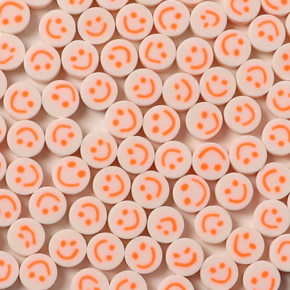 Flat Clay Beads 10mm Colorful Smiley Face Polymer 100pcs 11