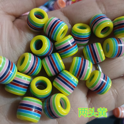 Striped Resin Beads 12mm Large Hole Multicolor Chunky 100pcs 17