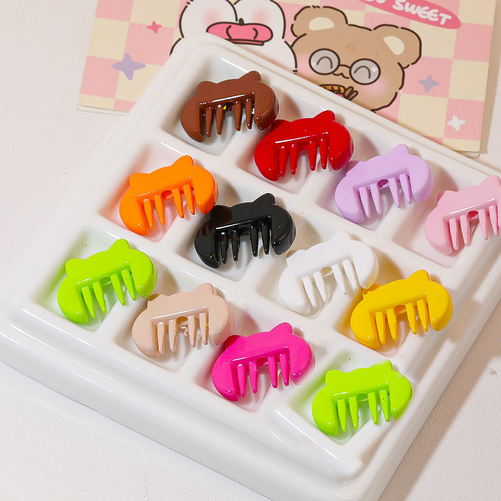 Painted Cat Ear Comb Acrylic Beads 24mm Colorful Glossy 50pcs 3