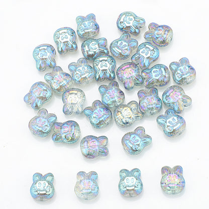 Plating Bunny Head Glass Beads 12mm Iridescent 30pcs 13