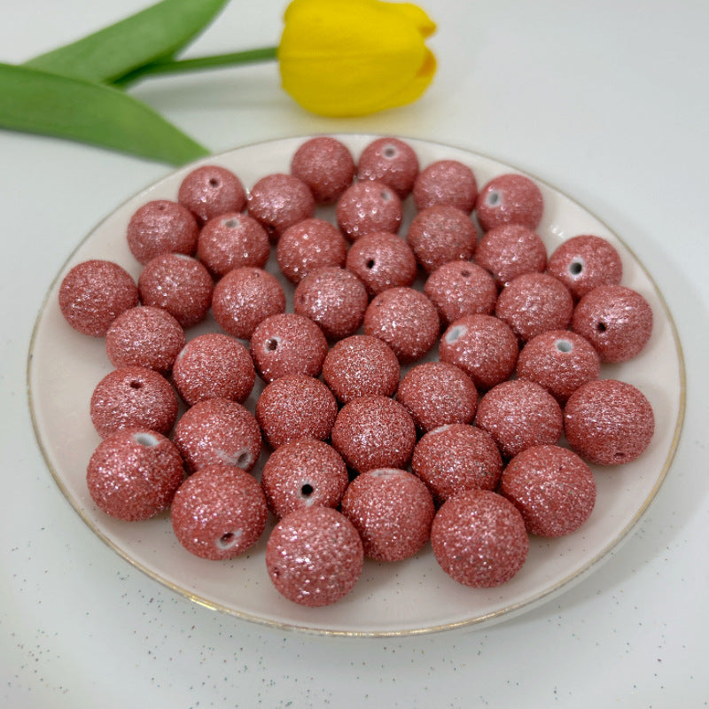 Glitter Round Acrylic Beads 16mm Colorful Powder Wrapped 50pcs 6
