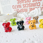 Bear and Double Heart Metal Beads 13mm Baking Painted Alloy 10pcs 2