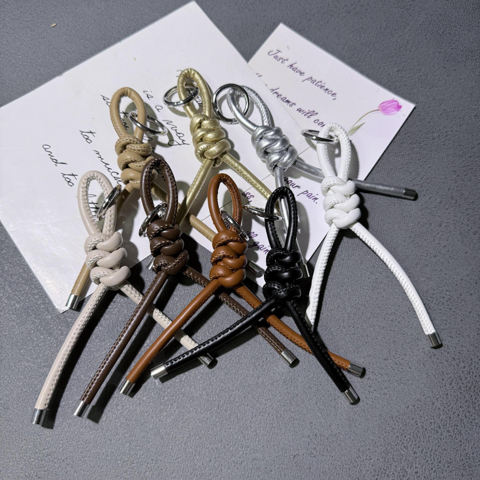Braided PU Leather Keychain Knot Design Colorful 15cm 3pcs 3