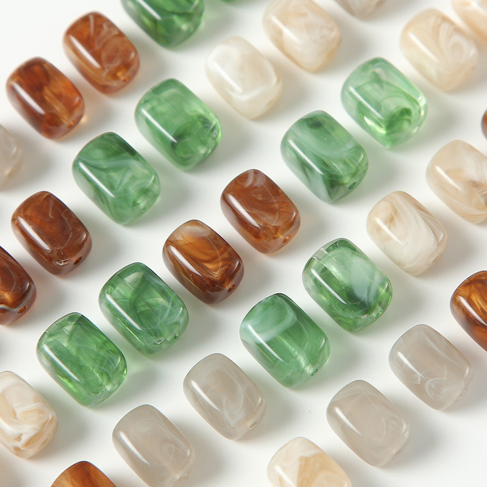 Color Blooming Rectangular Resin Beads 8mm 12mm Multicolor Swirl 10pcs