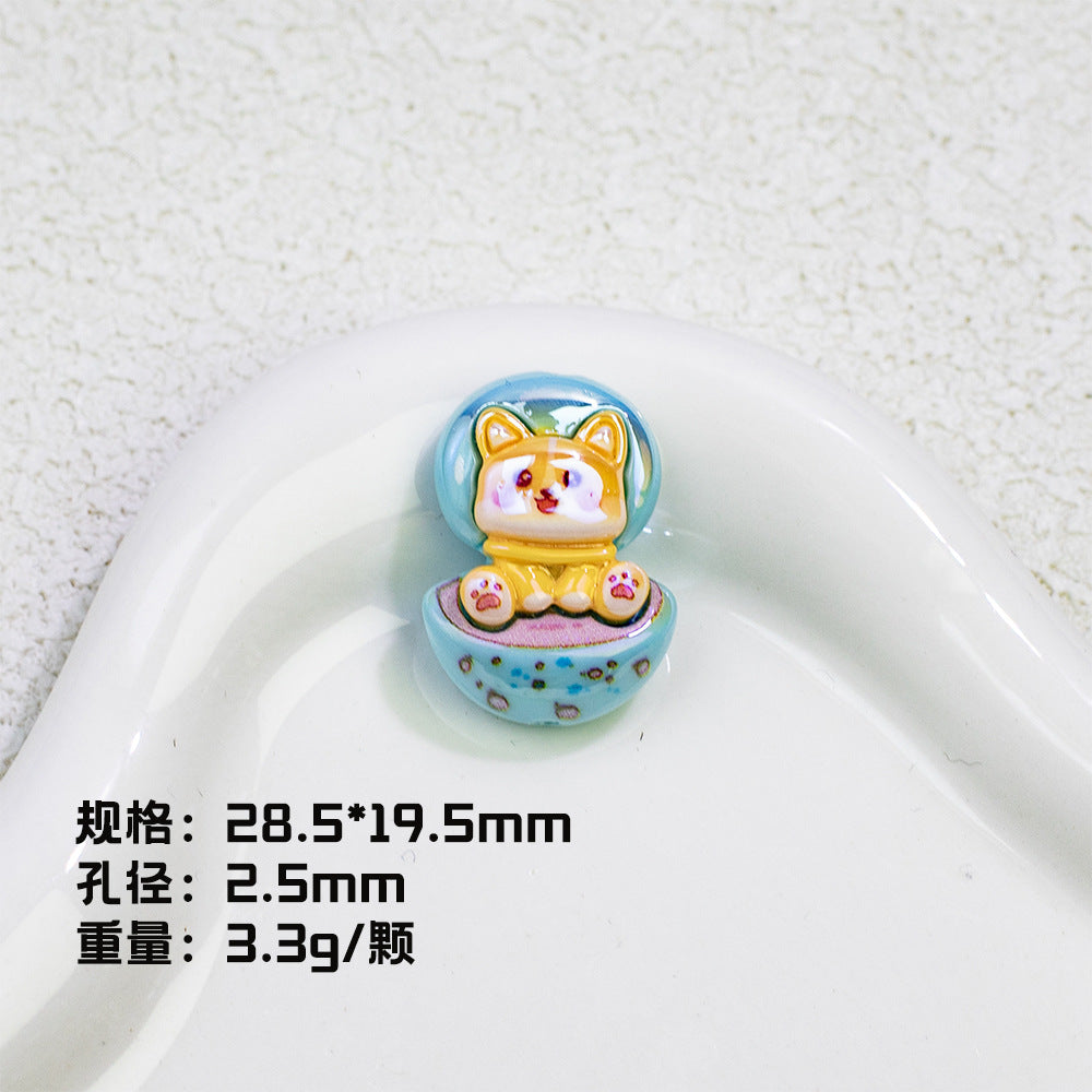 Plating Cute Corgi Resin Beads Glossy Honey Tone 10pcs 11
