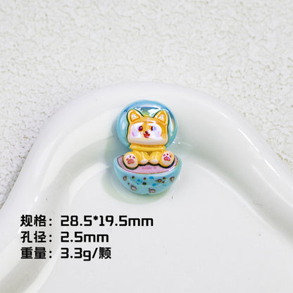 Plating Cute Corgi Resin Beads Glossy Honey Tone 10pcs 11