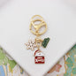 Alloy Christmas Santa Claus Snowflake Keychain Polished Gold Tone 7