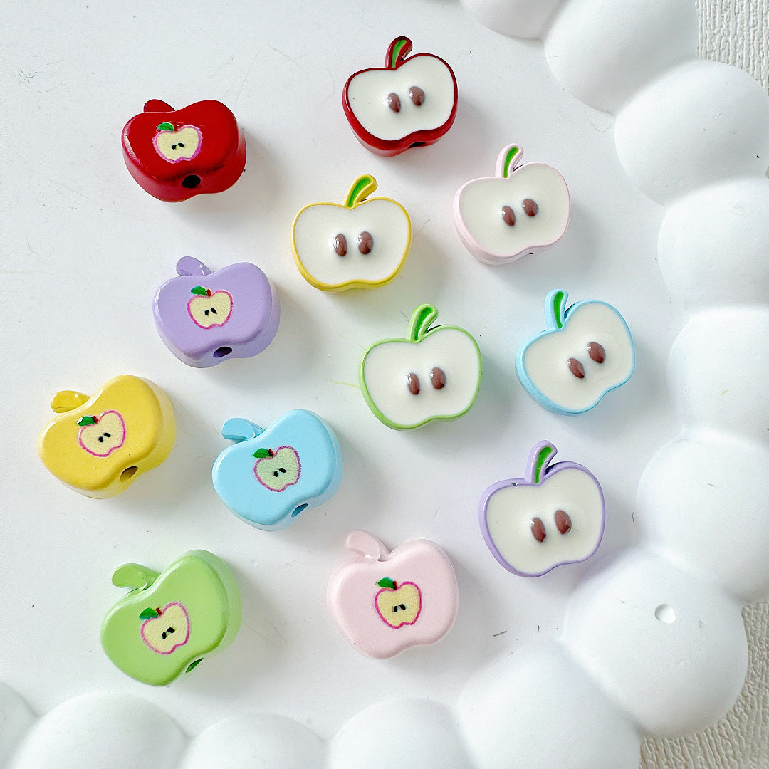 Apple Metal Beads 13mm Glossy Painted Multicolor 10pcs 4