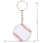 Wooden Baseball Keychain White Round Sports Ball Design 3
