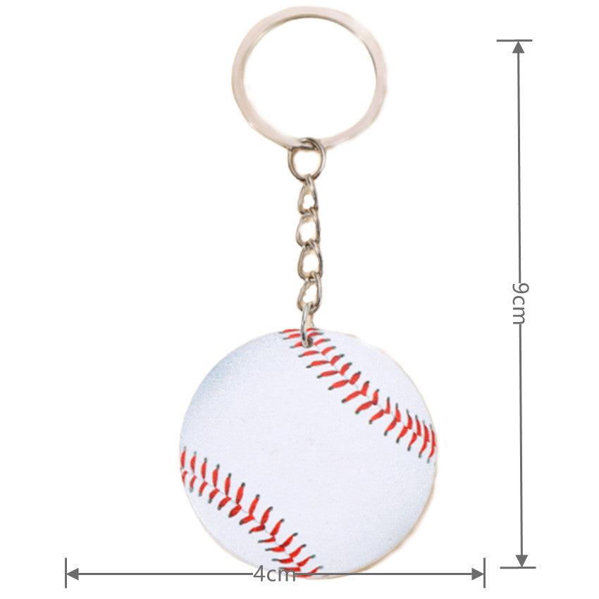 Wooden Baseball Keychain White Round Sports Ball Design 3