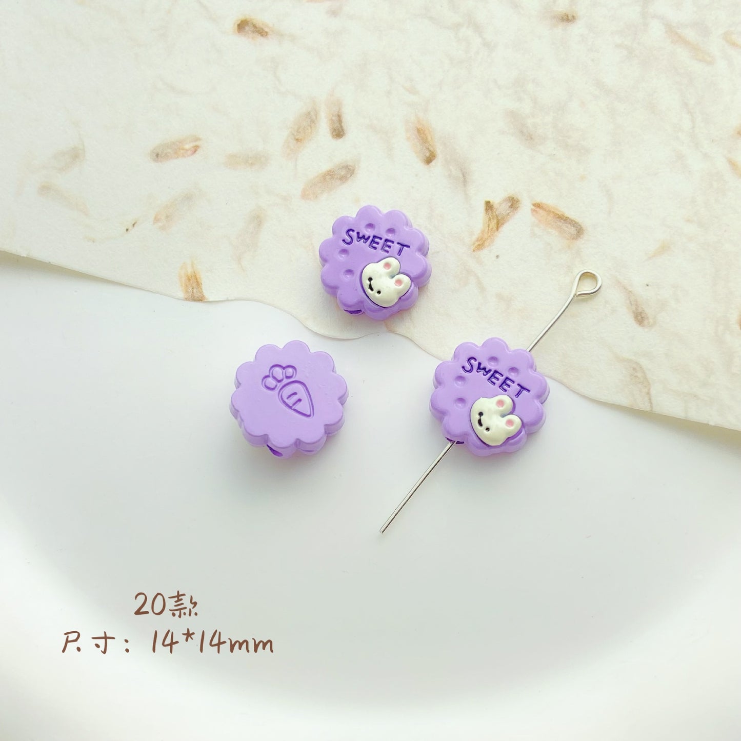 Cat Strawberry Moon Metal Beads Purple Tone Baking Painted 10pcs 22