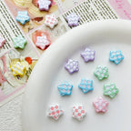 Star Metal Beads 12mm Baking Painted Plaid Pattern 10pcs 2