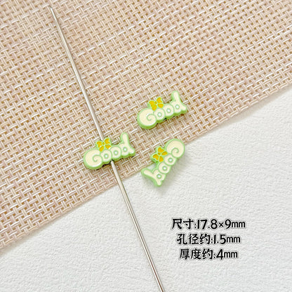 Baking Painted Good Sign and Teacup Bear Metal Beads 17mm 10pcs 6