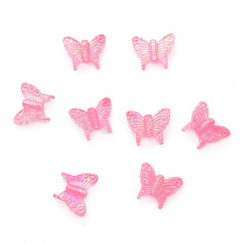 Transparent Butterfly Acrylic Beads 15x13mm Multicolor 40pcs 8