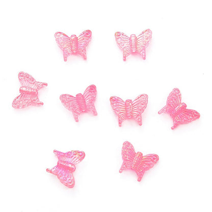 Transparent Butterfly Acrylic Beads 15x13mm Multicolor 40pcs 8