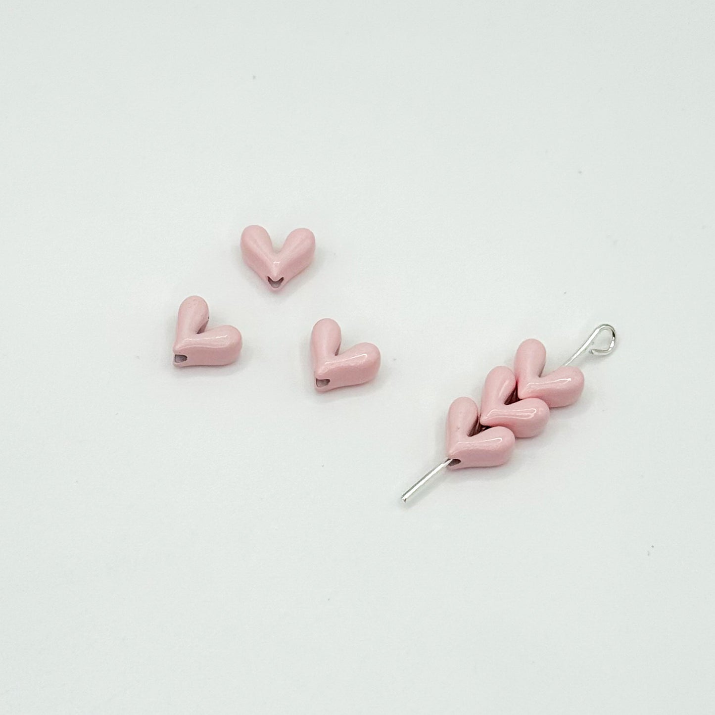 Painted V-Shaped Heart Acrylic Beads 6.7x8mm Glossy Mixed Colors 10pcs 7