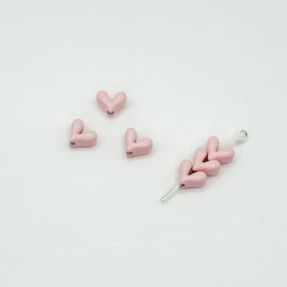 Painted V-Shaped Heart Acrylic Beads 6.7x8mm Glossy Mixed Colors 10pcs 7