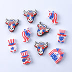 Silicone Focal Beads Independence Day American Cattle USA Double Flag 20pcs 2