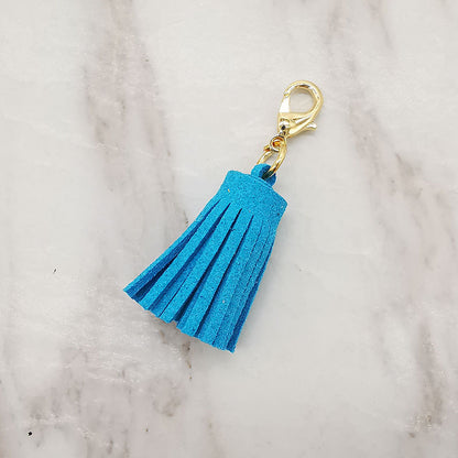 Mini Chunky Tassel Keychain PU Leather with Metal Clasp 8pcs 18