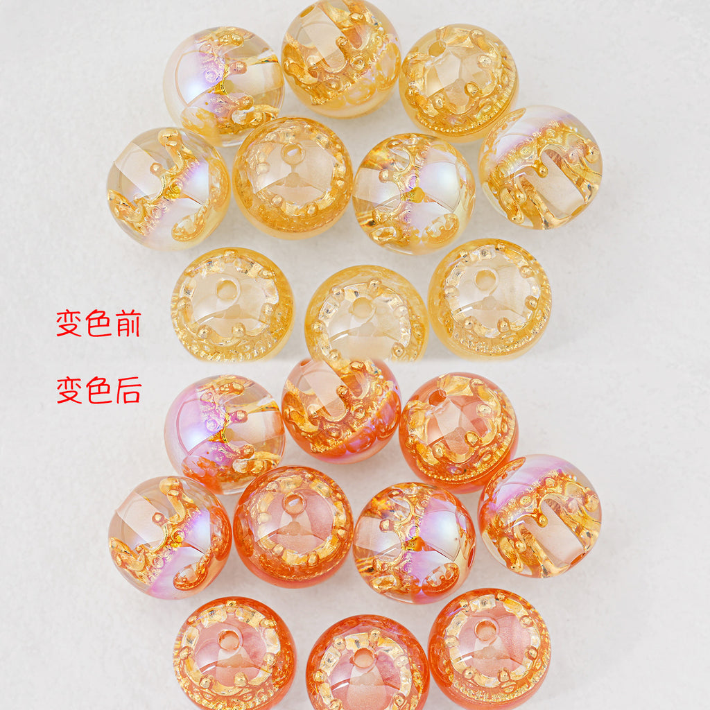 Colorful Crown Inside Round Resin Beads 16mm 10pcs 5
