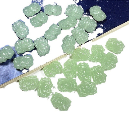 Czech Glass Beads Lotus 14mm Deep Green Jade Glossy 50pcs 4