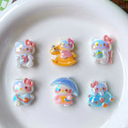 Sweet Kitten Enamel Resin Beads Glossy Pastel 2pcs