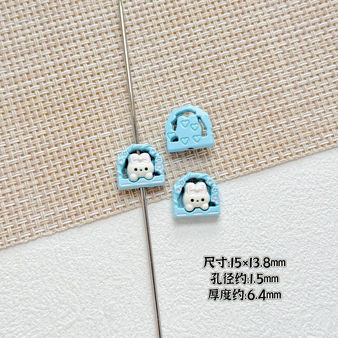 Baking Painted Window Kitten and Nice Rabbit Metal Beads 15/17mm 10pcs 4