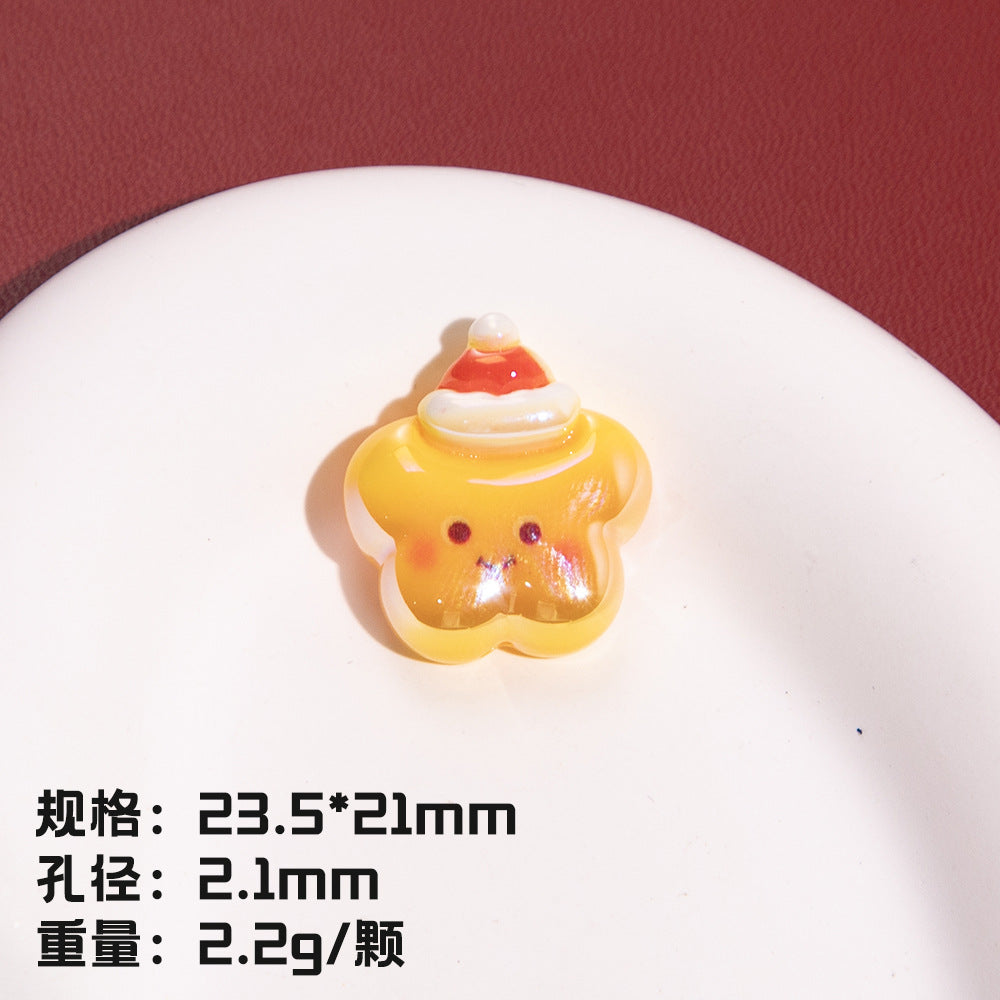 Electroplating Christmas Series Resin Beads Festive Holiday Design 20pcs 6