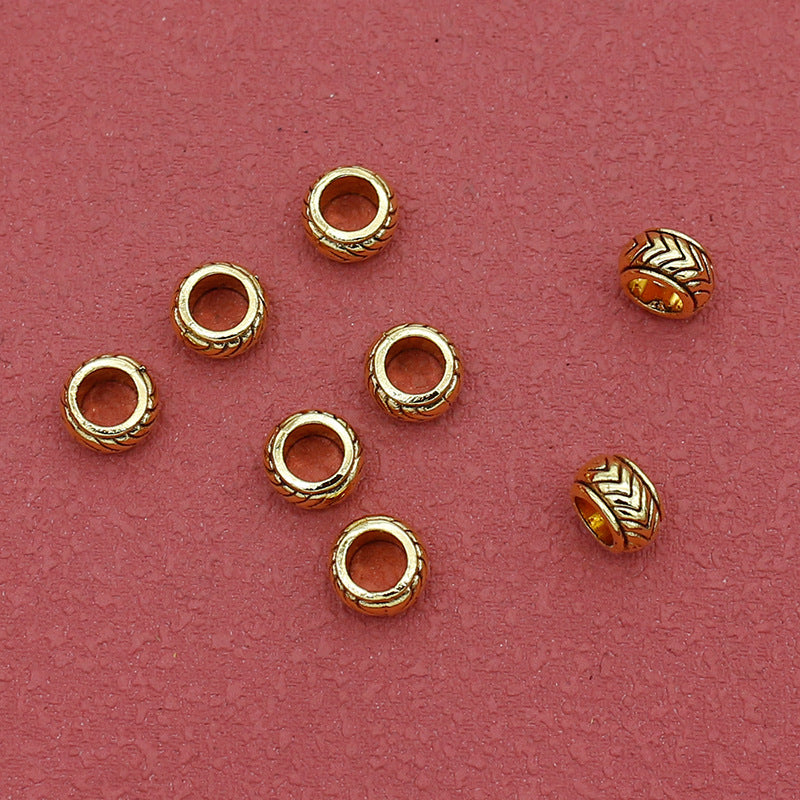 Alloy Ripple Patterned Spacer Beads 7mm Large Hole 1pc 7