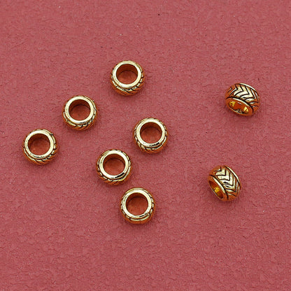 Alloy Ripple Patterned Spacer Beads 7mm Large Hole 1pc 7