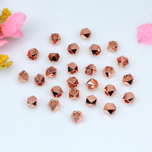 Brass Faceted Hexagon Metal Beads 3mm Gleaming Gold Tone 100pcs 2