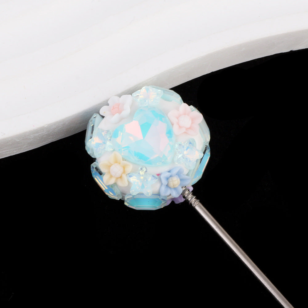 Polymer Clay Heart Rhinestone Beads 25mm Flat Shimmer 6pcs 10