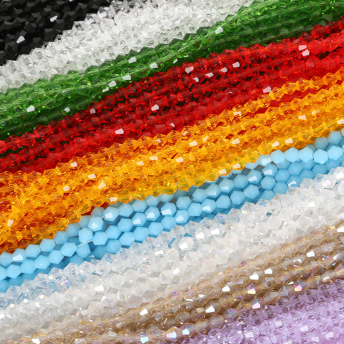 Electroplated Faceted Glass Beads 6mm Transparent Mixed Colors 45pcs
