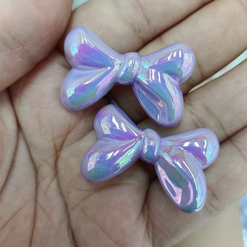 Glow Bow Acrylic Beads 23x35mm Plated Colorful 100pcs 4