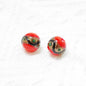 Lampwork Glass Beads Round 12mm Vintage Wavy Line Gold Foil 10pcs 7