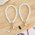 Pearl Beaded Bracelet Keychain with Gold Tone Clasp 4