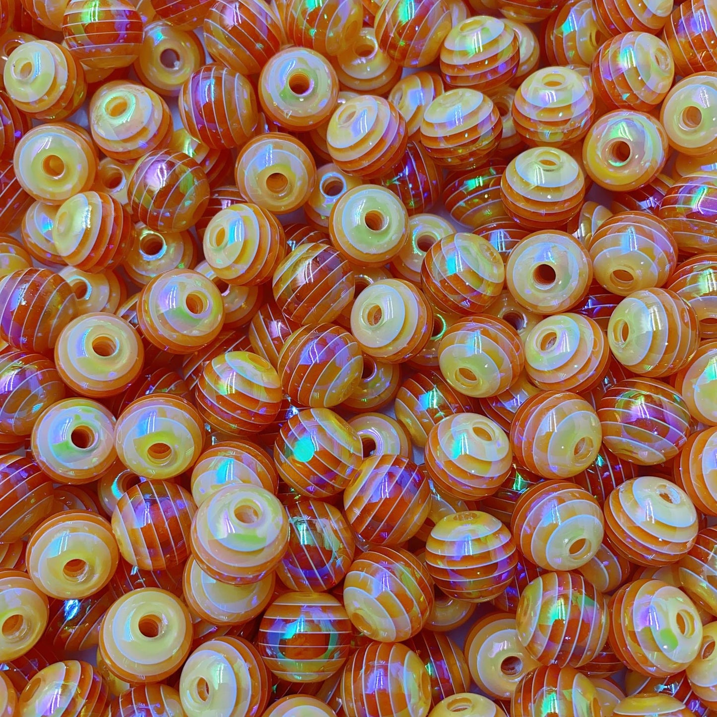 UV Plating Colorful Lollipop Striped Resin Beads 16mm 10pcs 19