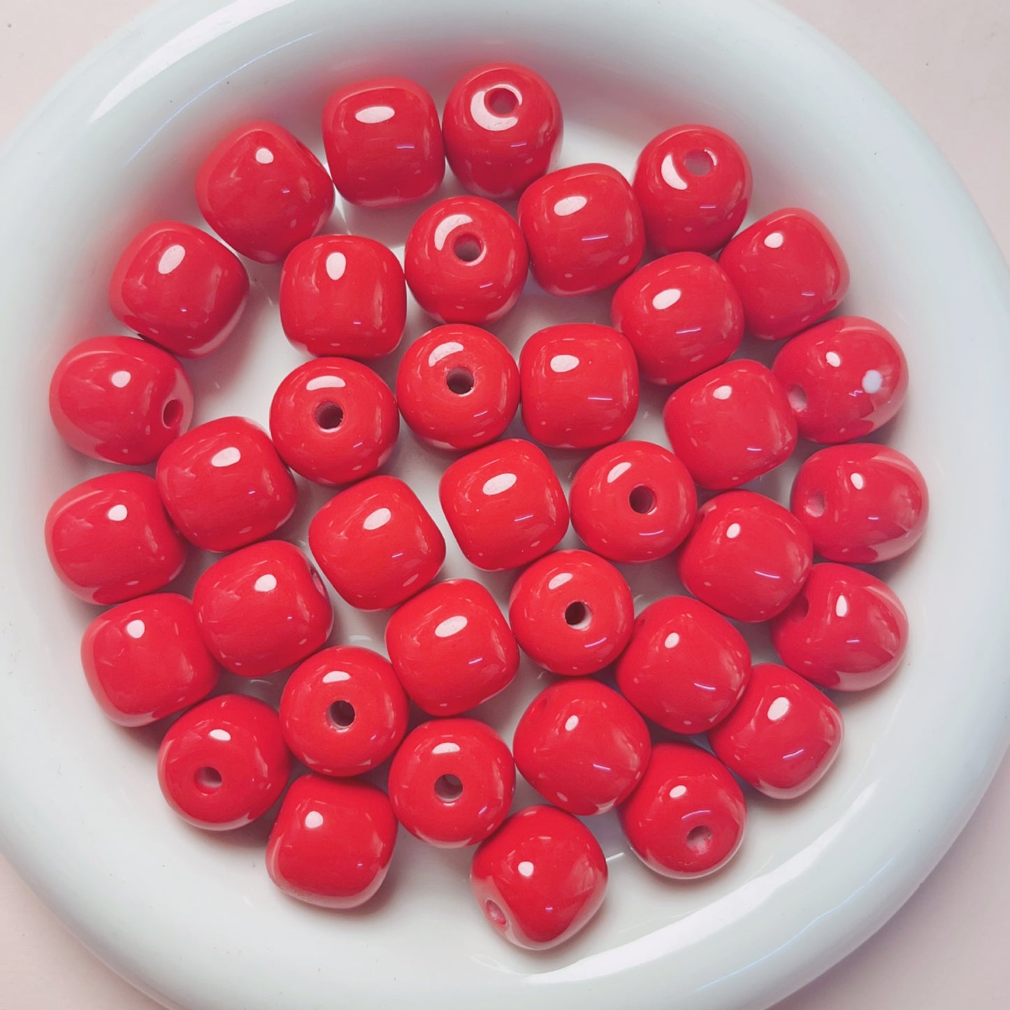 Painted Chubby Acrylic Beads 16mm Glossy Bright Colors 10pcs 16