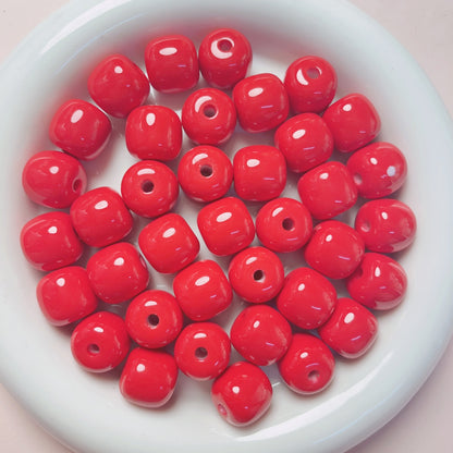 Painted Chubby Acrylic Beads 16mm Glossy Bright Colors 10pcs 16