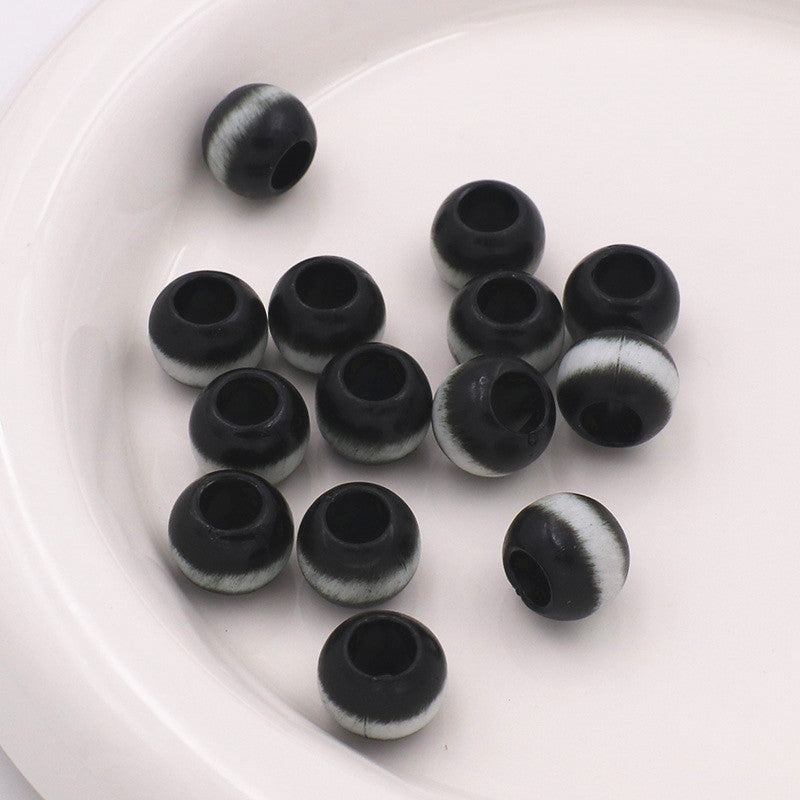 Large Hole Gradient Striped Round Acrylic Beads 10mm 20pcs 7