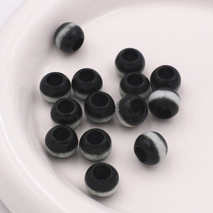 Large Hole Gradient Striped Round Acrylic Beads 10mm 20pcs 7