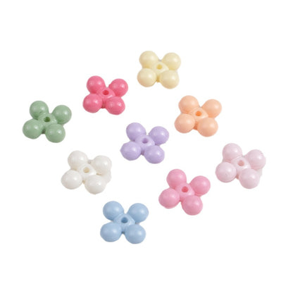 Acrylic Round Four Leaf Petal Spacer Beads 10mm Colored Baking Painted 100pcs 2