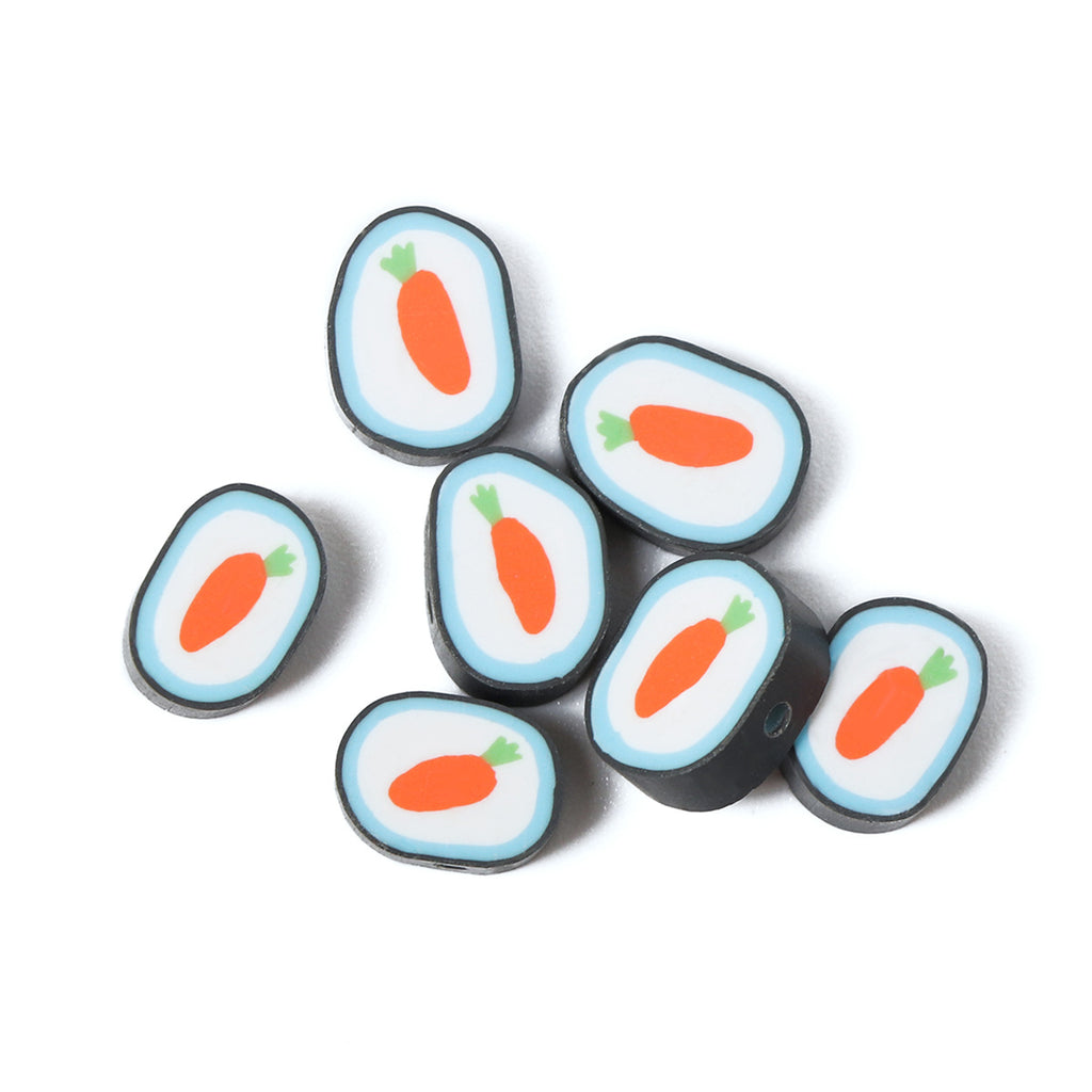 Easter Flat Clay Beads 13mm Carrot Pattern Polymer 100pcs 5