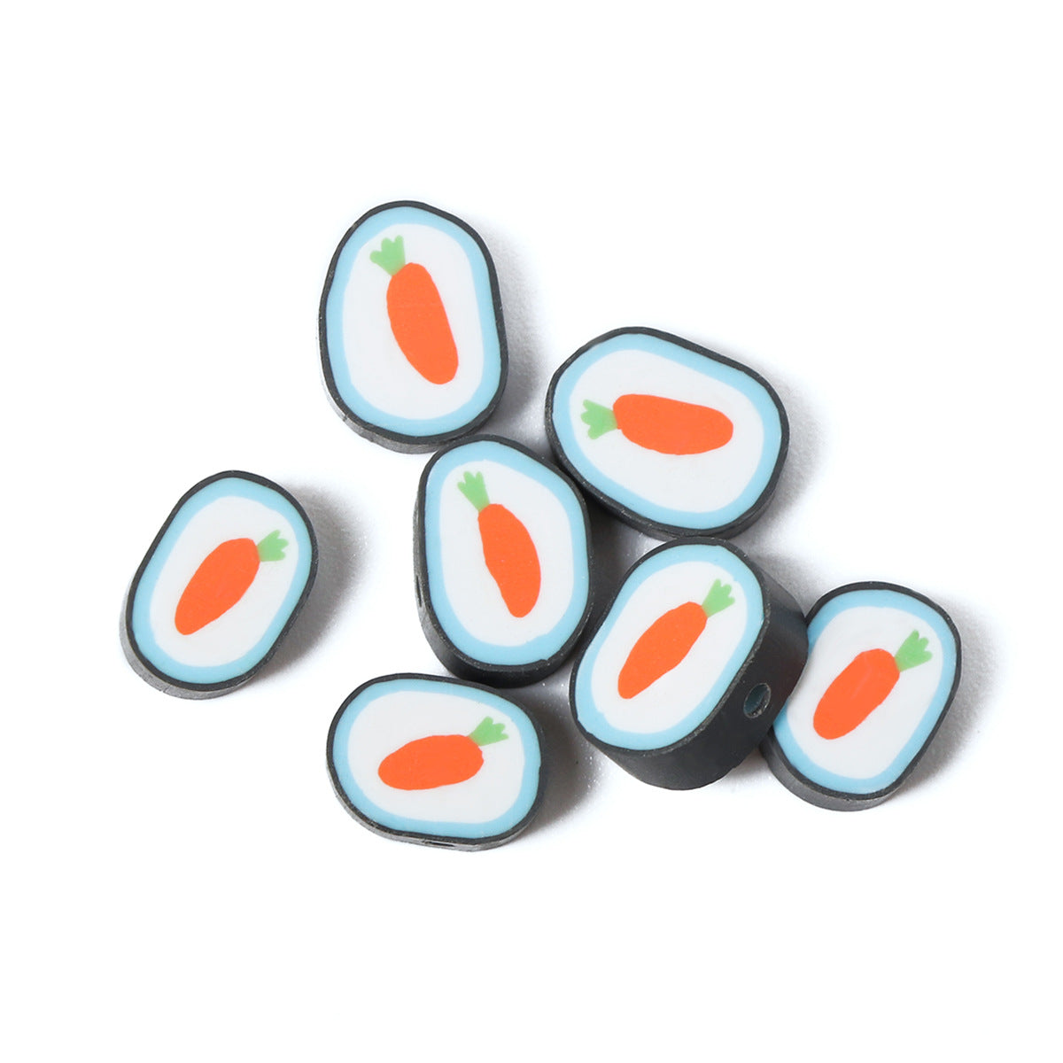 Easter Flat Clay Beads 13mm Carrot Pattern Polymer 100pcs 5