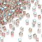 Transparent Square Glass Beads 8mm Iridescent Colors 50pcs 17